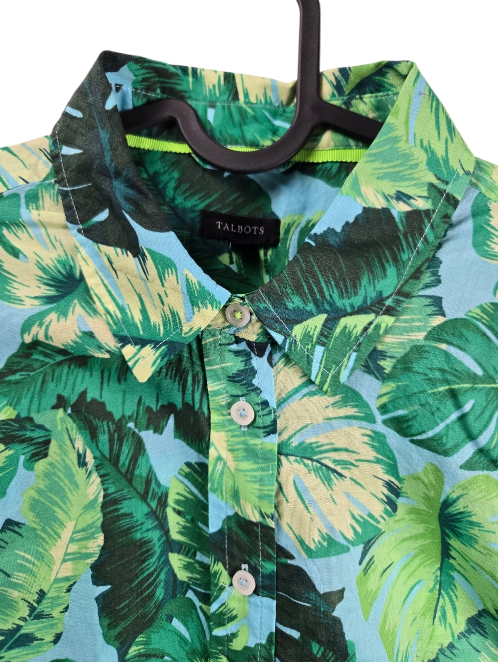 Talbots Modern Classic Isle Fronds Palm Leaf Long Sleeve Cotton Button Up Shirt‎ - Picture 5 of 12